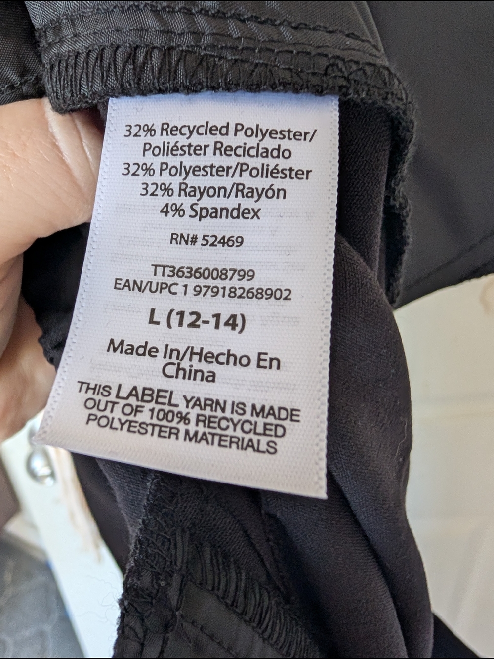 Time and Tru Black Pants Size L 12/14 - Picture 4 of 6